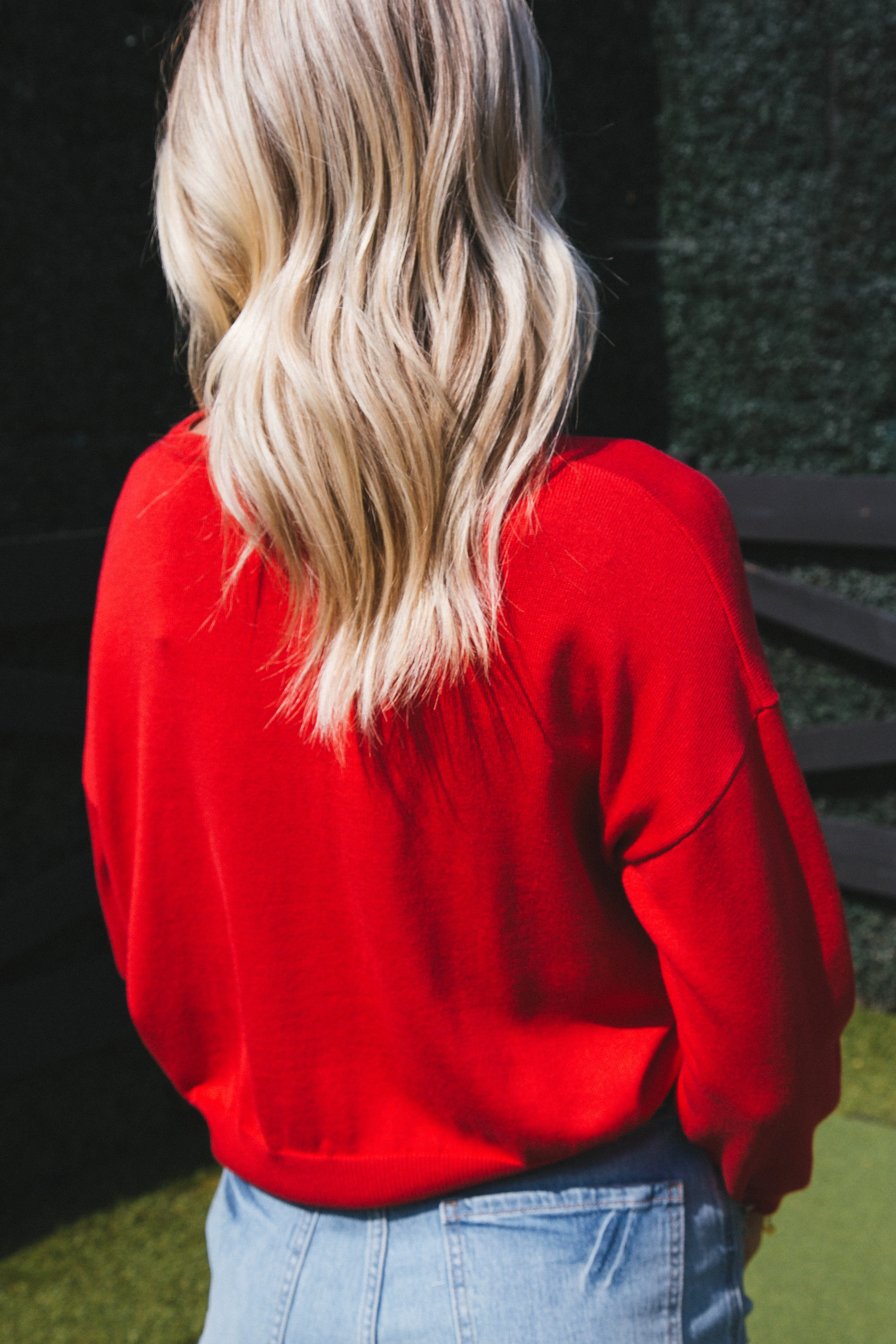 Georgia Long Sleeve Sweater, Red