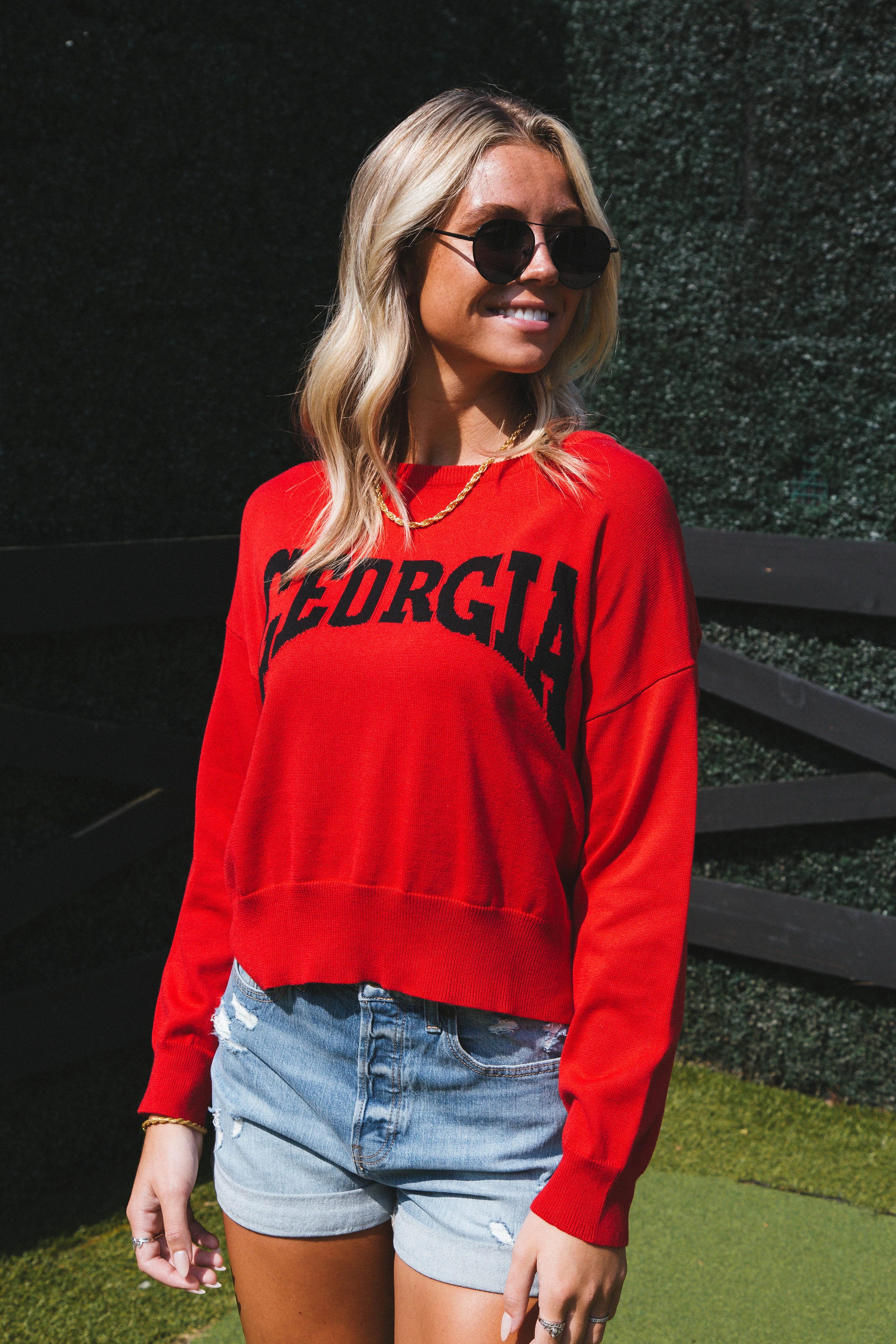 Georgia Long Sleeve Sweater, Red