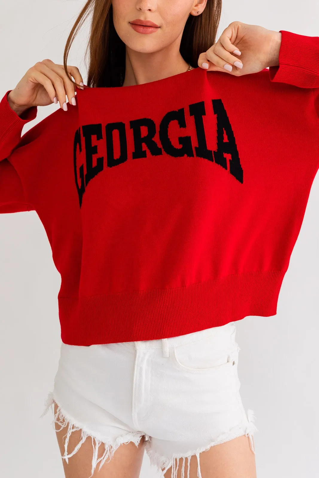 Georgia Long Sleeve Sweater, Red