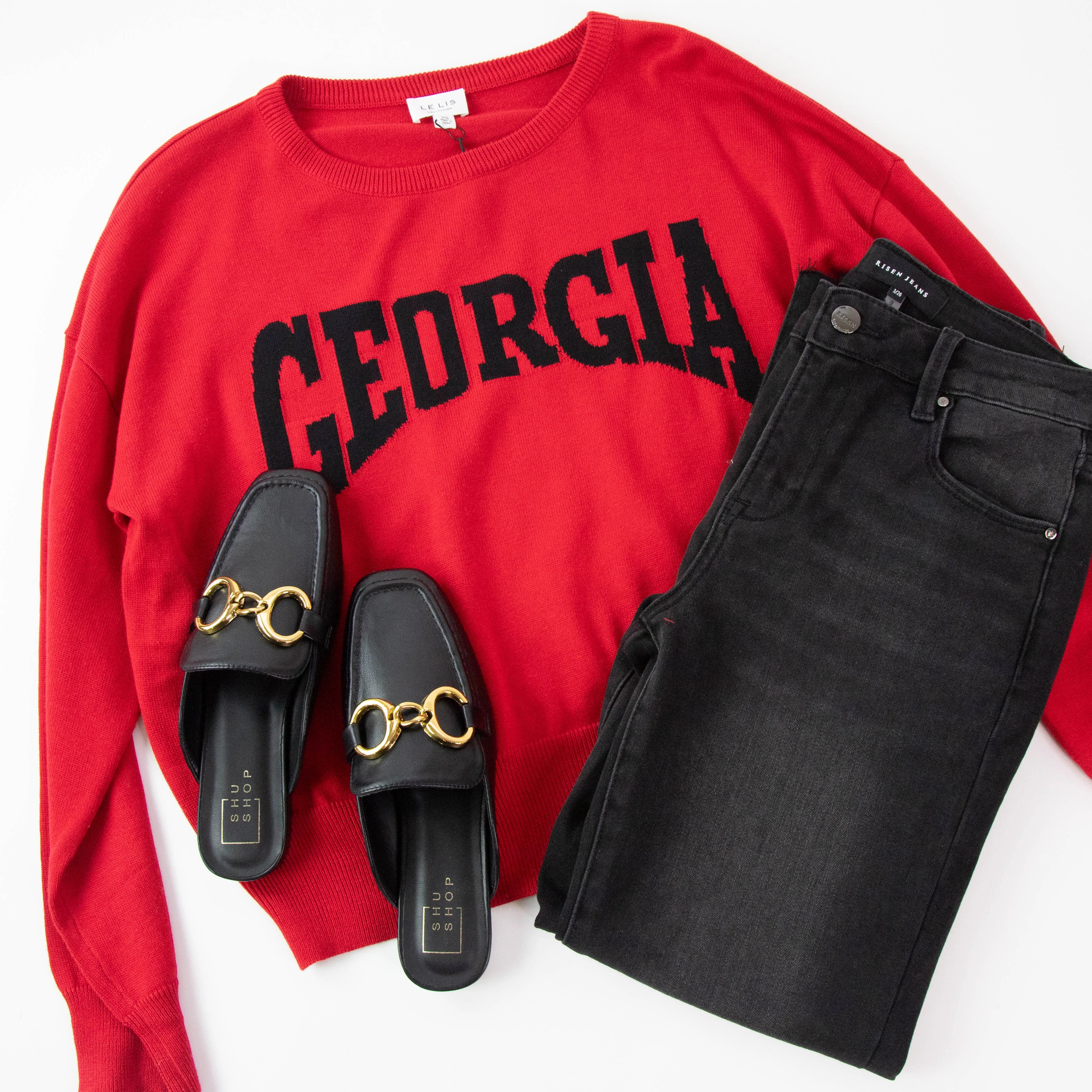 Georgia Long Sleeve Sweater, Red