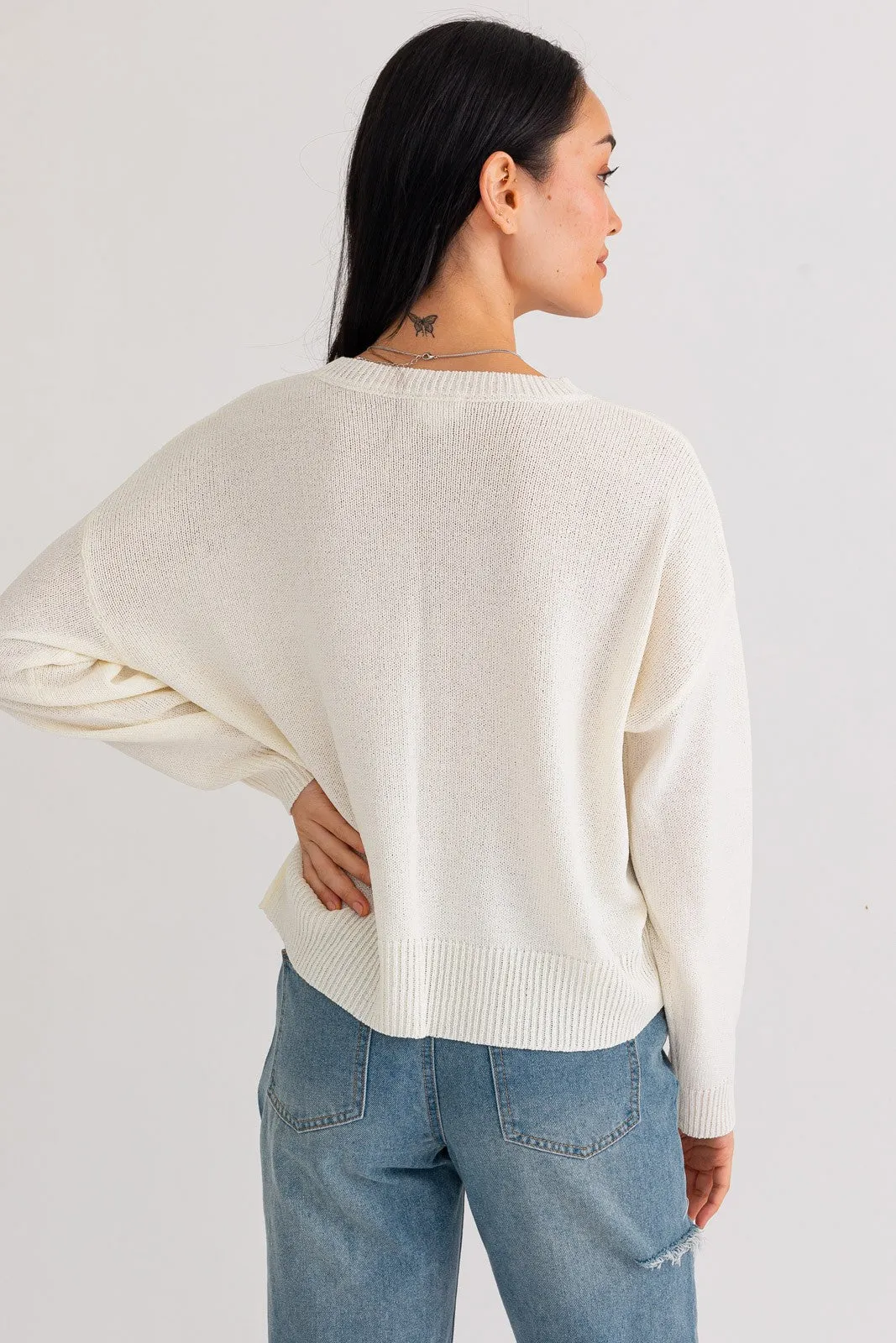 Georgia Script Sweater, White