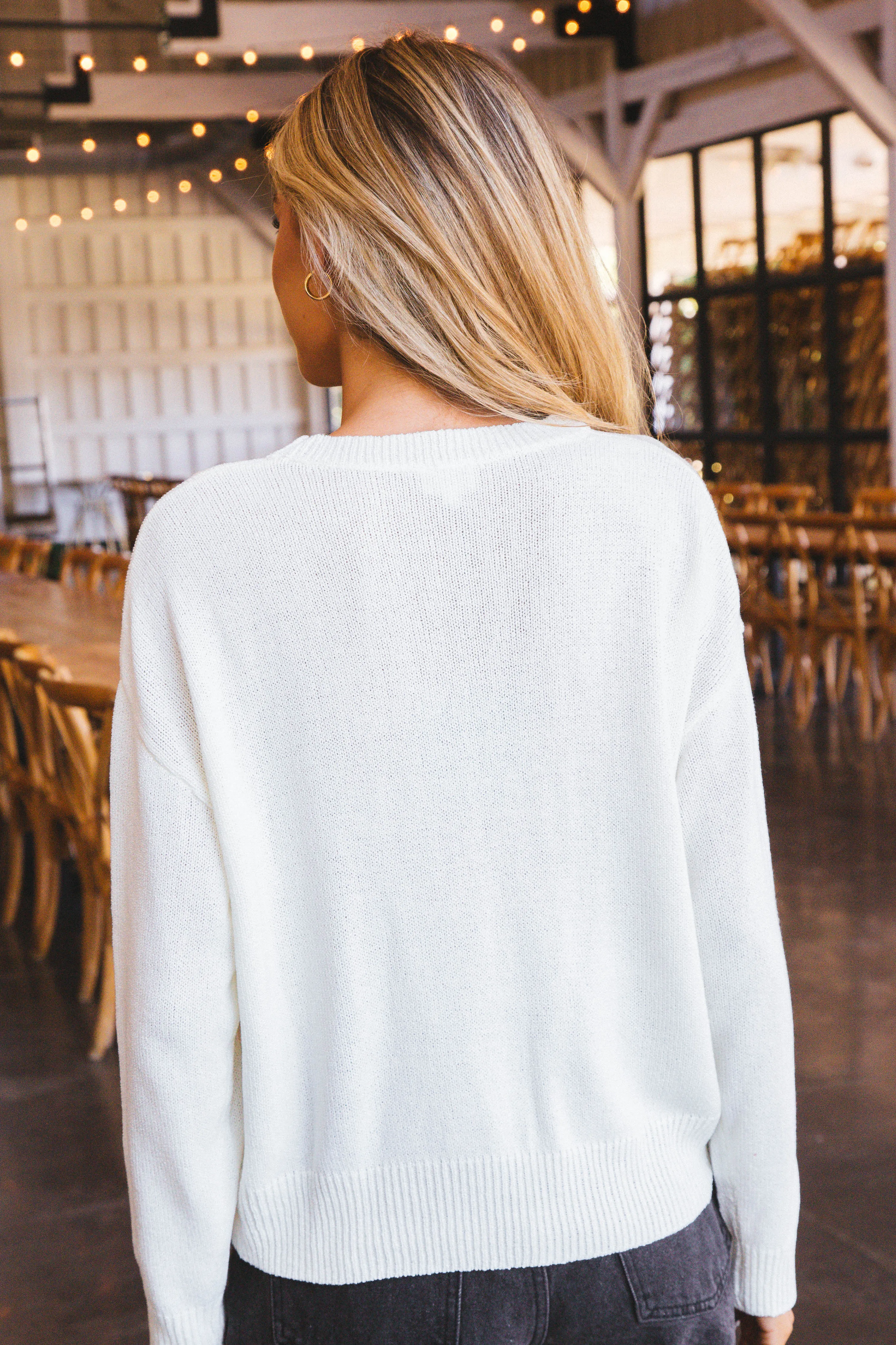 Georgia Script Sweater, White