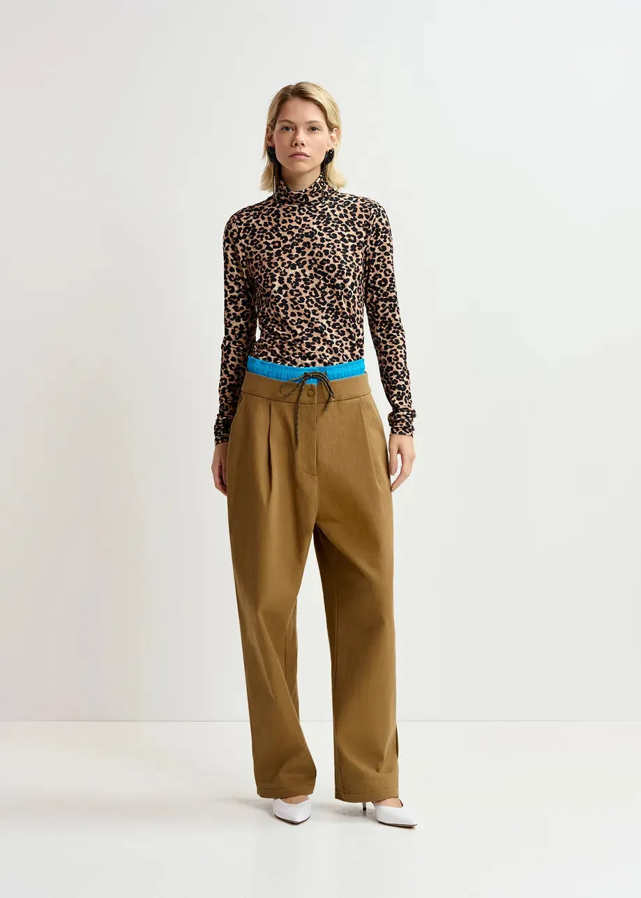 Going Turtleneck Top - Leopard Print