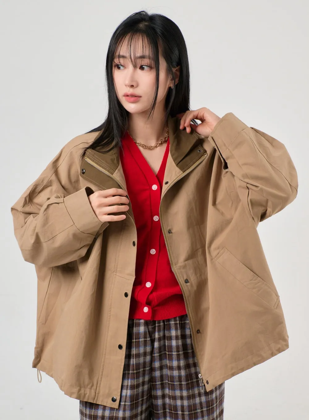 Grandpacore Oversized Button Bomber Jacket OF406