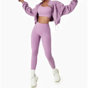 GymBabe Three Piece Set in Lilac (Made with recycled material)