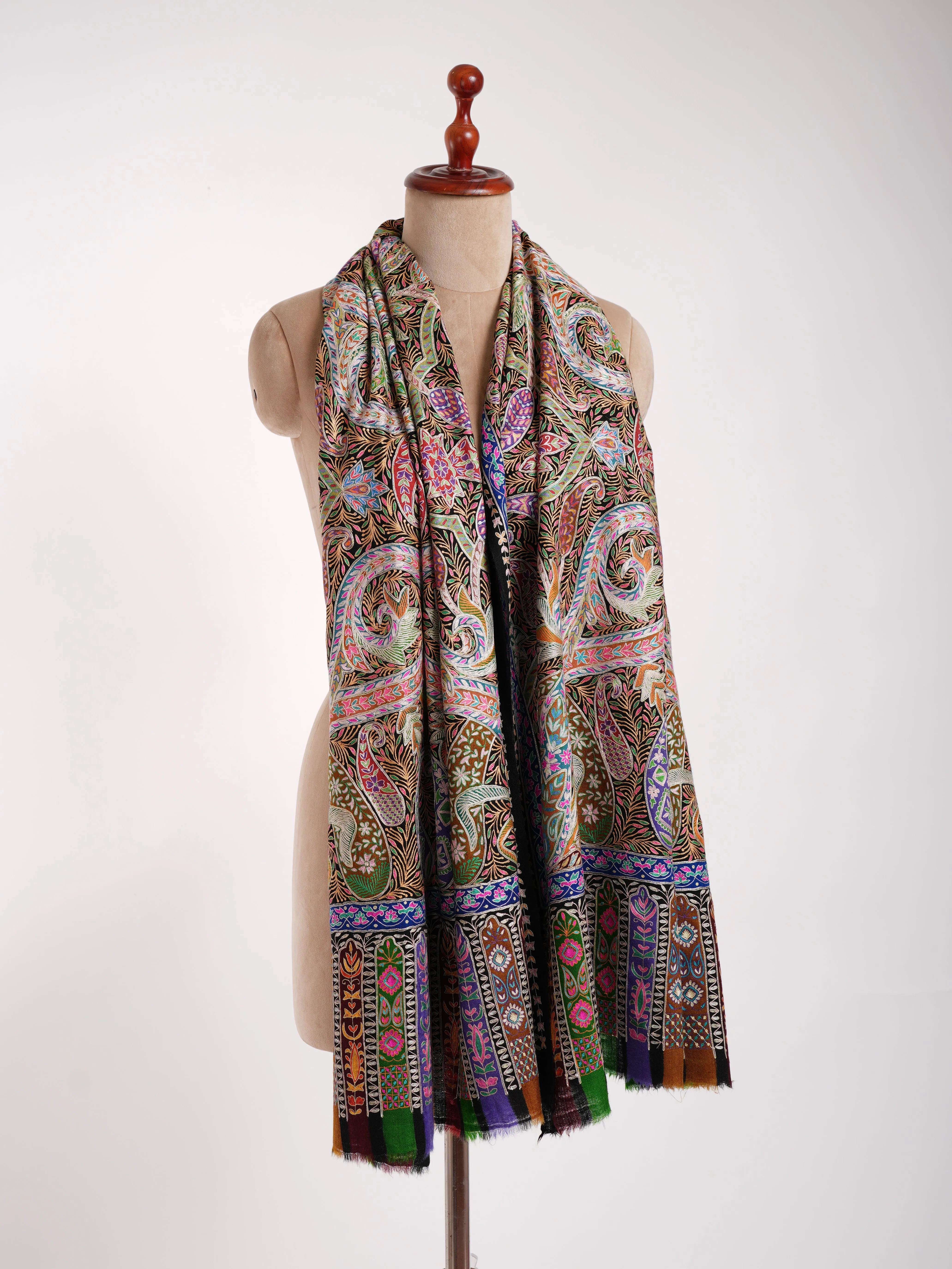 Handpainted Kalamkari Jamavar Cashmere Scarf