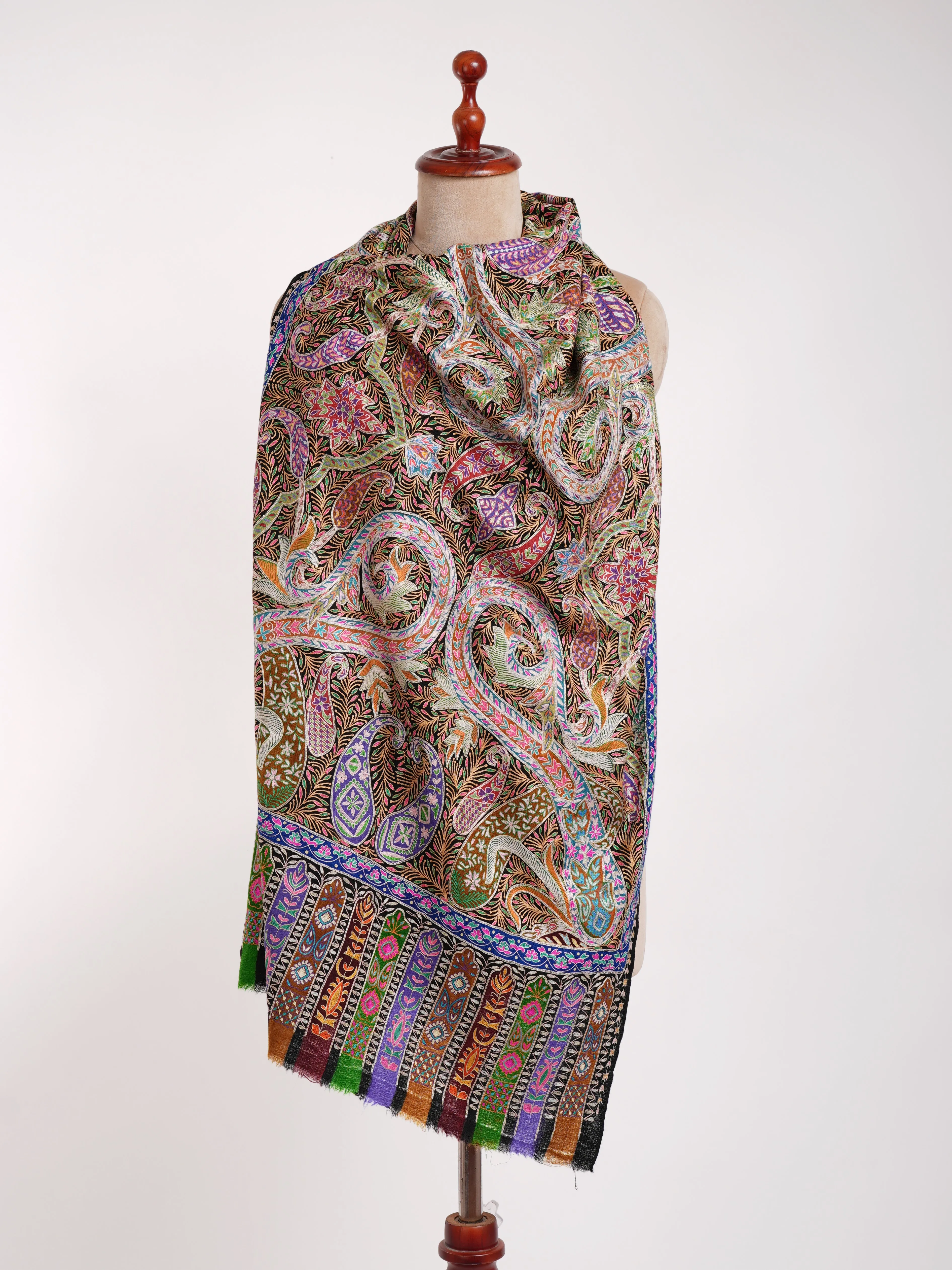 Handpainted Kalamkari Jamavar Cashmere Scarf