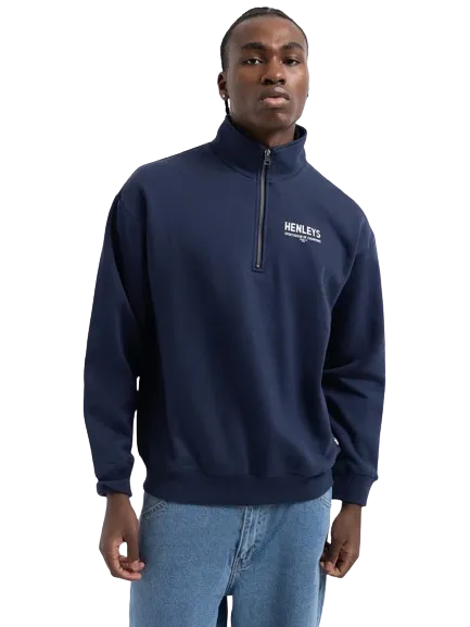 HENLEYS CHAMPION ZIP SWEATER - MEN - NAVY