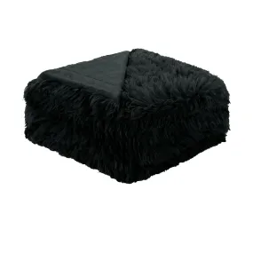 Hotel Living Soft Shaggy Long Hair Blanket King Black