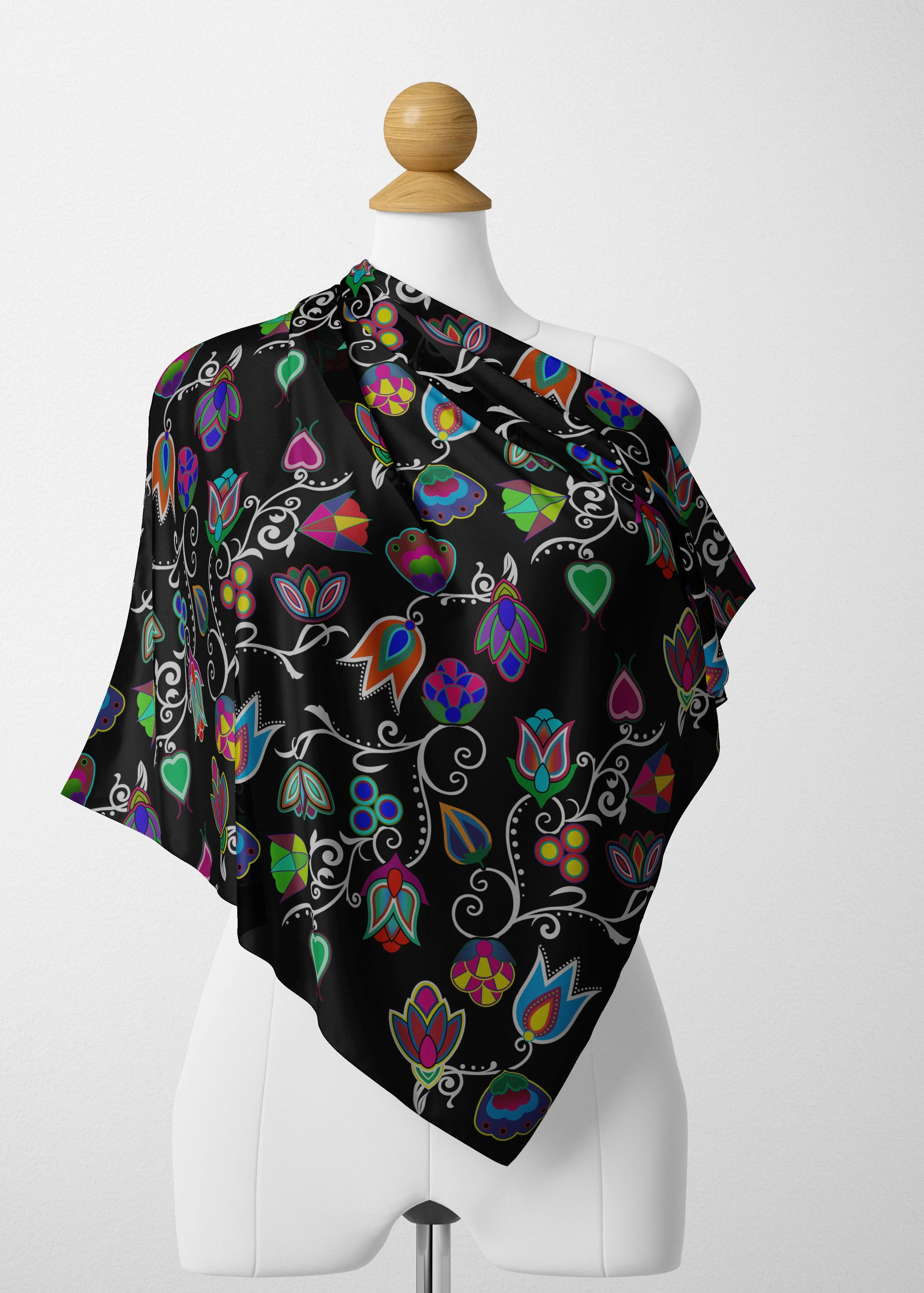 Indigenous Paisley Black Satin Shawl Satin Shawl