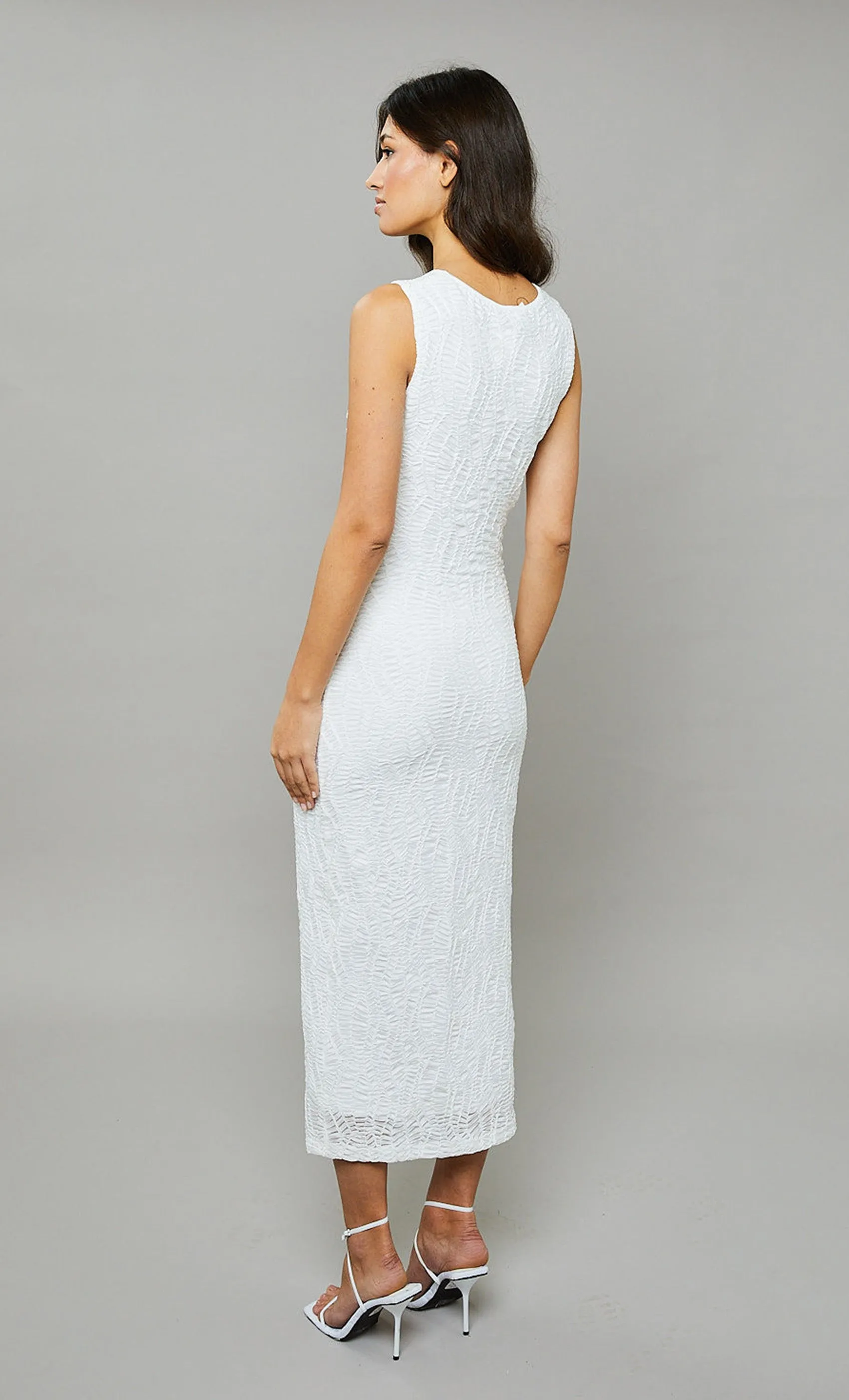 Ivory Textured Racer Maxi Dress