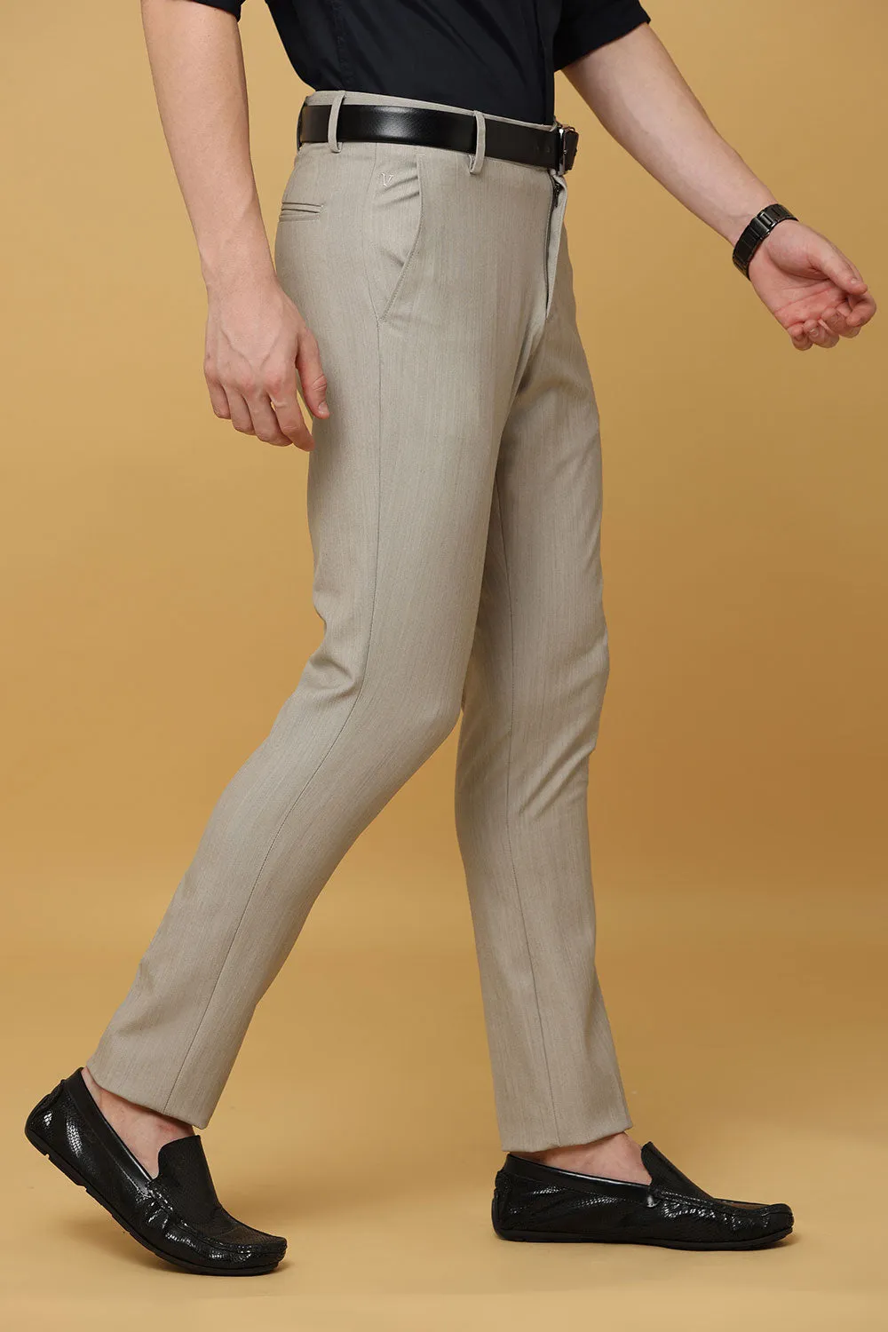 Ivyn Elegant Beige Formal Trousers for Men's