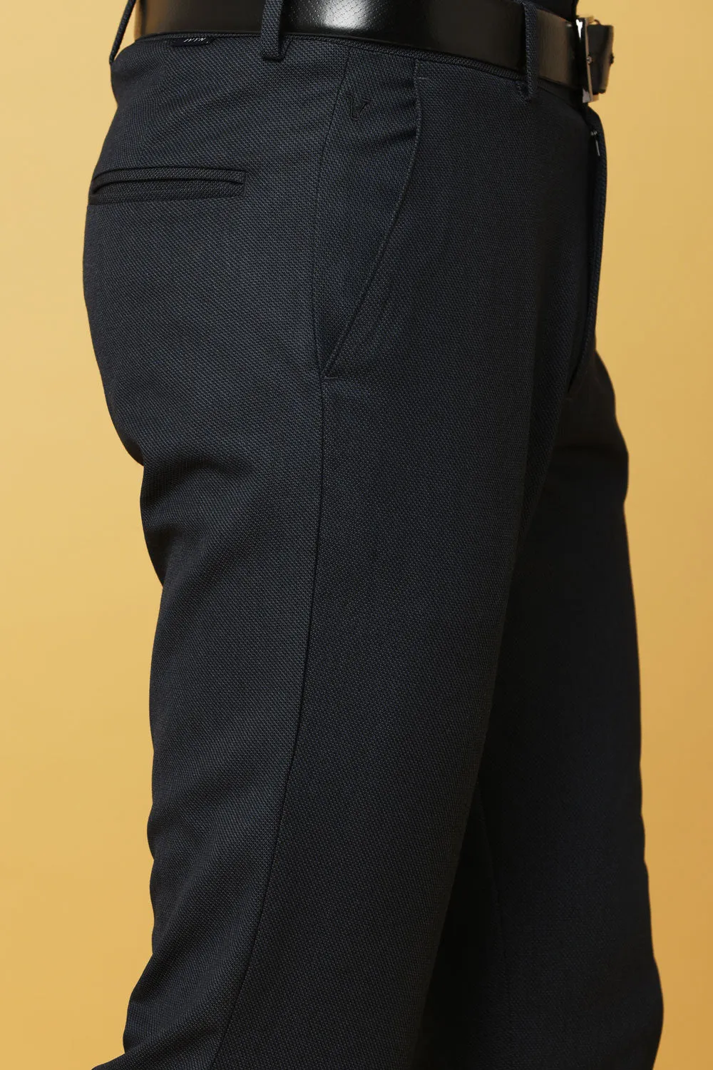 Ivyn Slim-Fit Navy Blue Formal Trouser for Men's