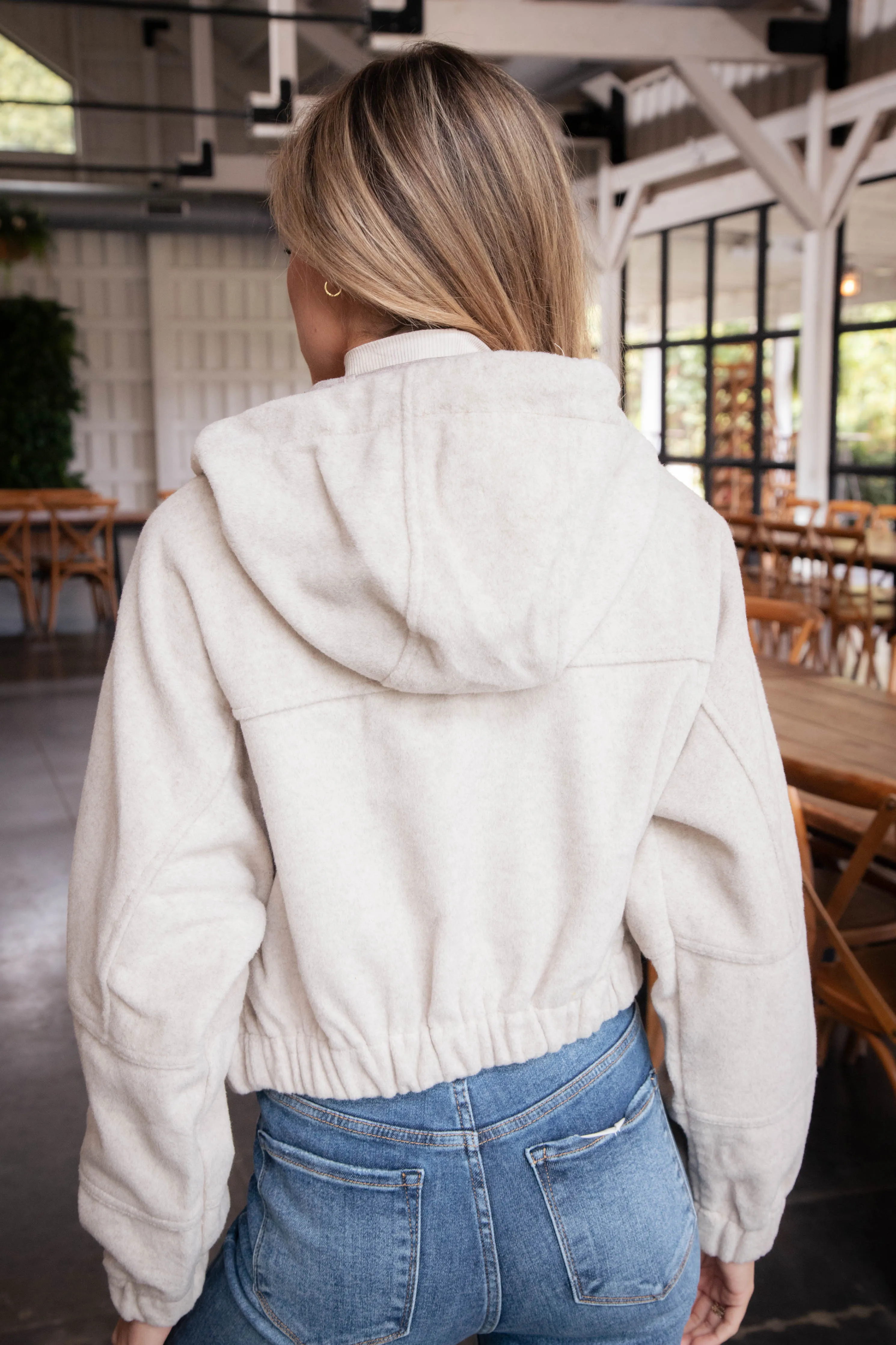 Janie Wool-Like Bomber Jacket, Oatmeal