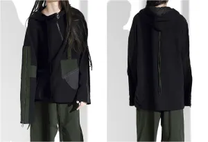 Japanese Oversize Loose Streamers Sweater Hooded Goth Pullover