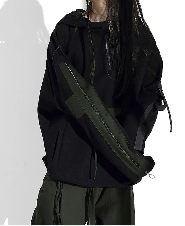 Japanese Oversize Loose Streamers Sweater Hooded Goth Pullover