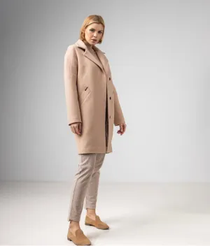 Jessika Classic Wool Blend Overcoat in Crème