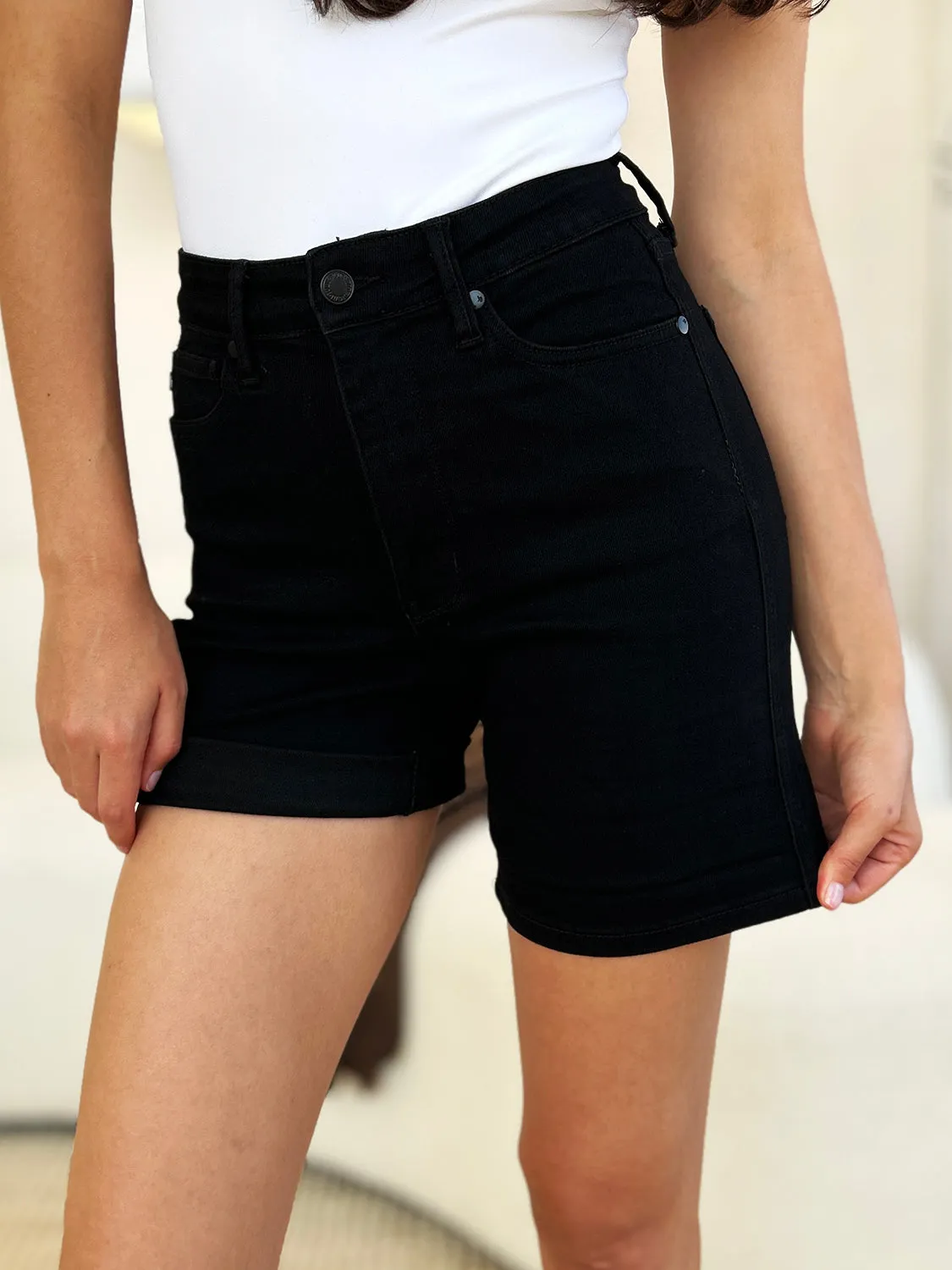 Judy Blue High Waist Tummy Control Cuffed Denim Shorts [Online Exclusive]