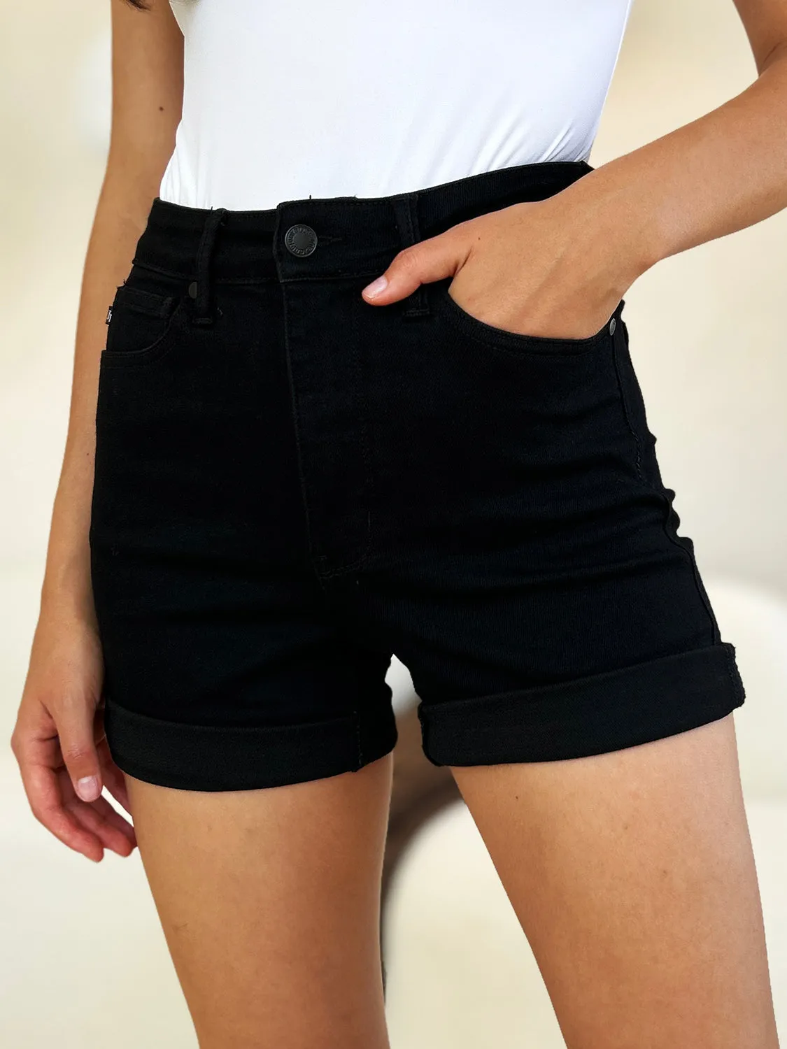 Judy Blue High Waist Tummy Control Cuffed Denim Shorts [Online Exclusive]