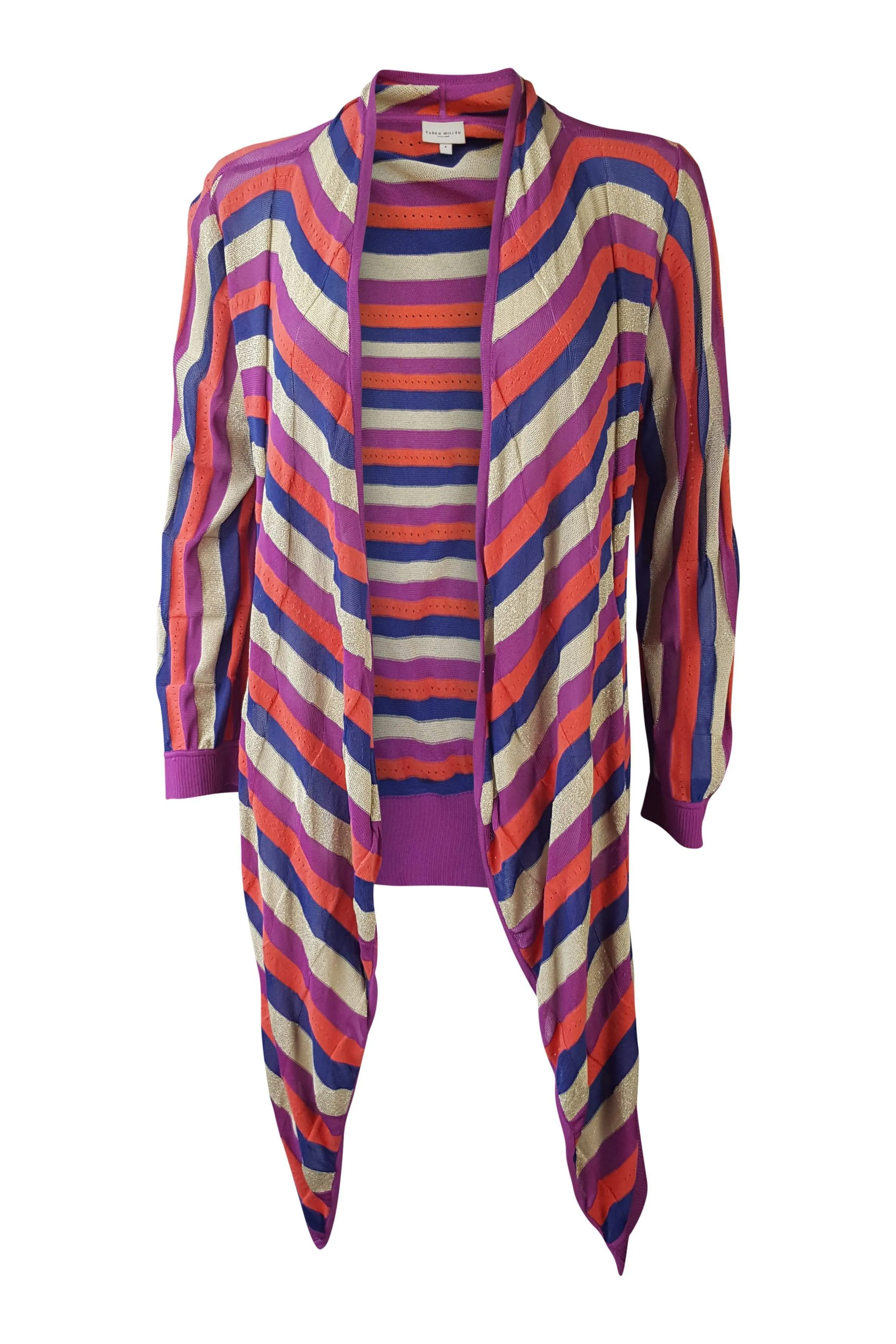 KAREN MILLEN Multi Coloured Asymmetric Dress Cardigan Set (4)