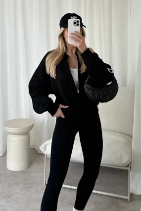 Kayla black bomber jacket and legging set