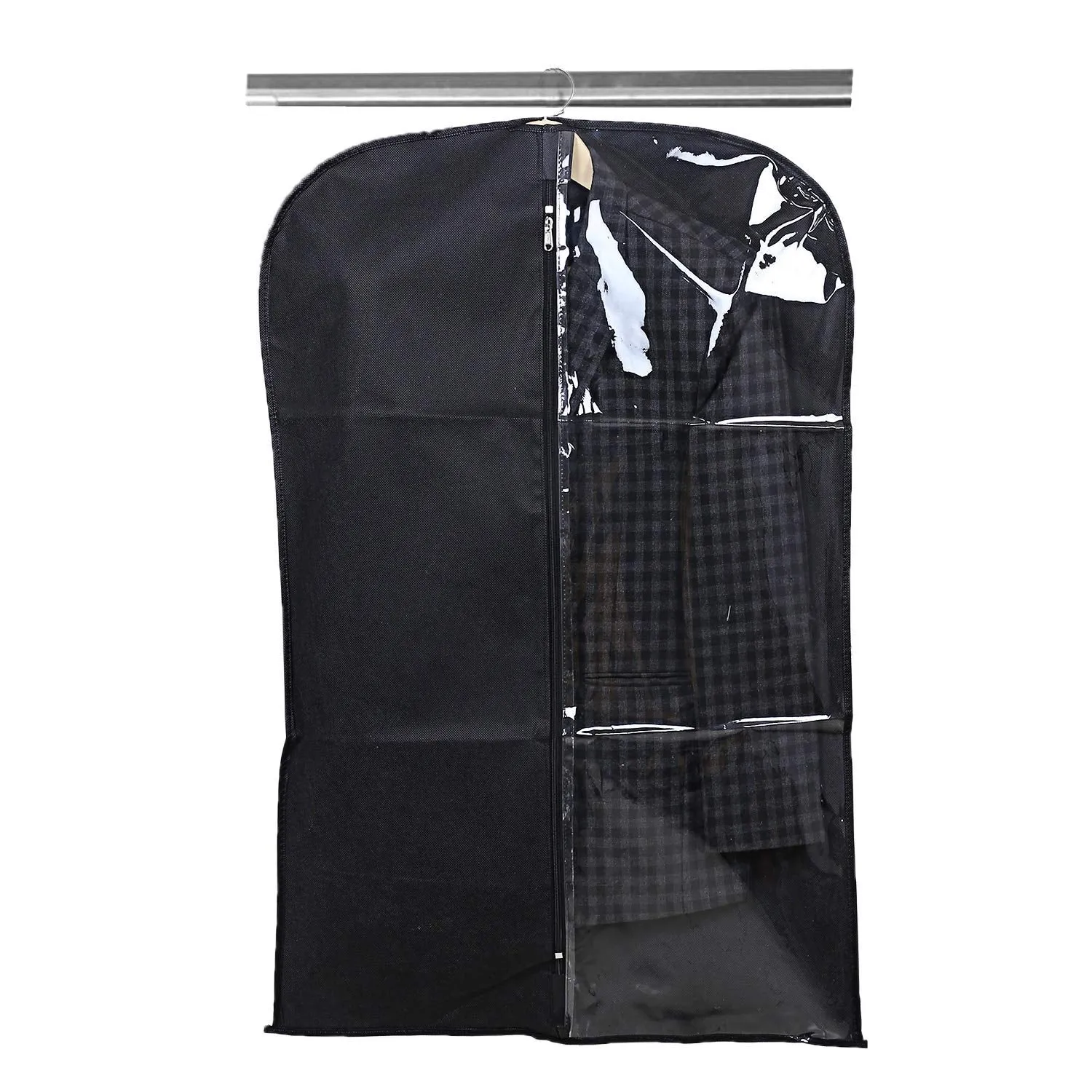 Kuber Industries 4 Pieces Half Transparent Non Woven Men's Coat Blazer Suit Cover (Black) - CTKTC041360