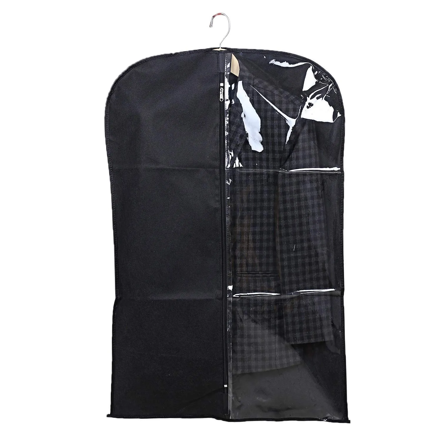 Kuber Industries 4 Pieces Half Transparent Non Woven Men's Coat Blazer Suit Cover (Black) - CTKTC041360