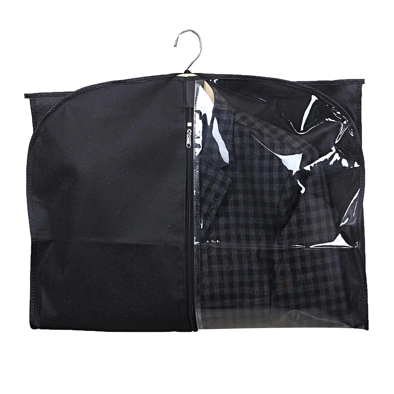 Kuber Industries 4 Pieces Half Transparent Non Woven Men's Coat Blazer Suit Cover (Black) - CTKTC041360