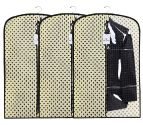 Kuber Industries Polka Dots Printed 3 Pieces Half Transparent Non Woven Men's Coat Blazer Cover (Cream) -CTKTC41995