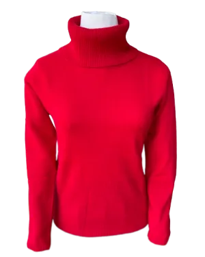 Ladies Cashmere Sweater: Turtleneck Red