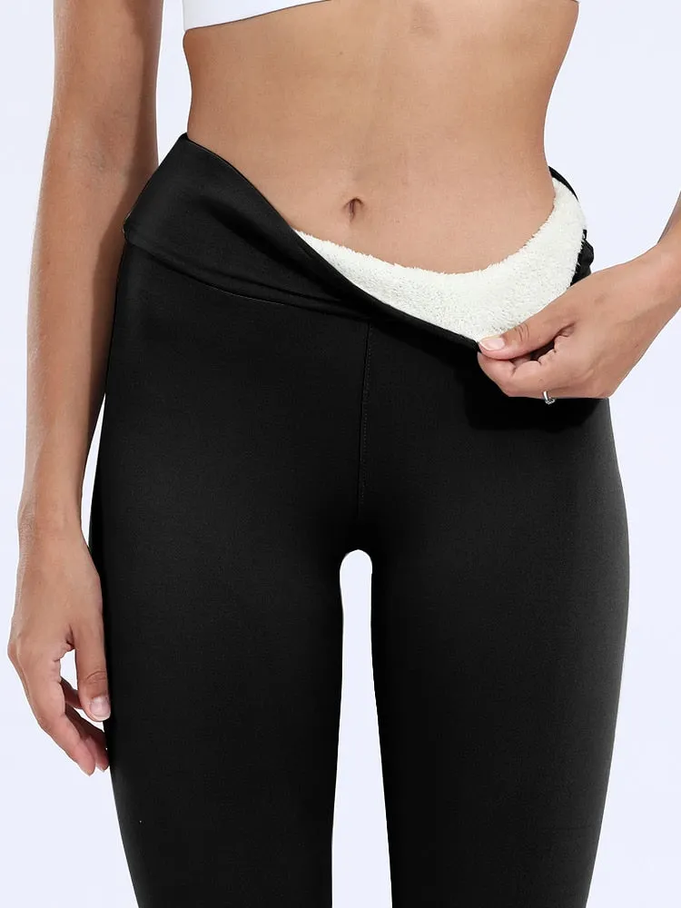 Ladies Pants Warm Winter Thick Velvet High Waist Black Leggings Compression Thick Pants Leggings