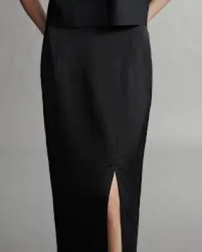 Ladylike skirt in coat viscose linen black