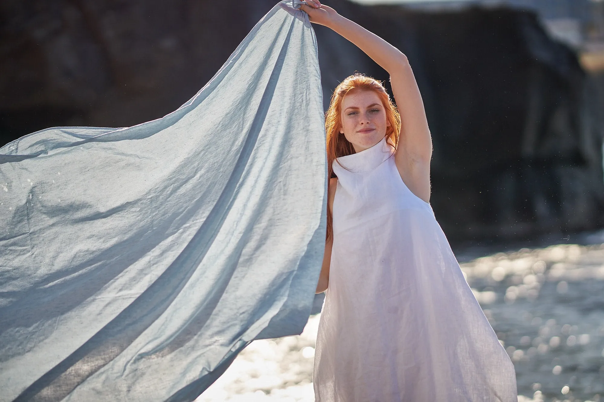 Large Pure Linen Scarf