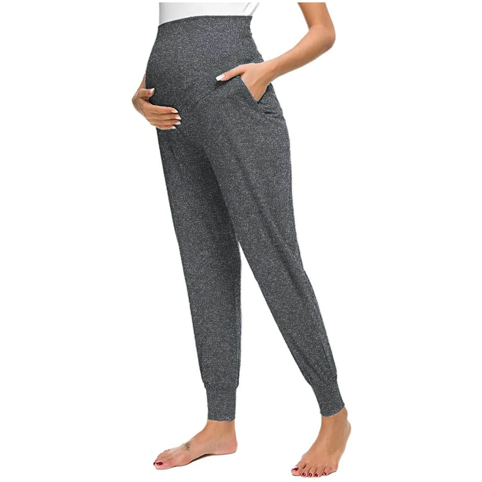 Loose Leggings Women Maternity Clothes Women&#39;s Solid Color Casual Pants Stretchy Comfortable Elastic