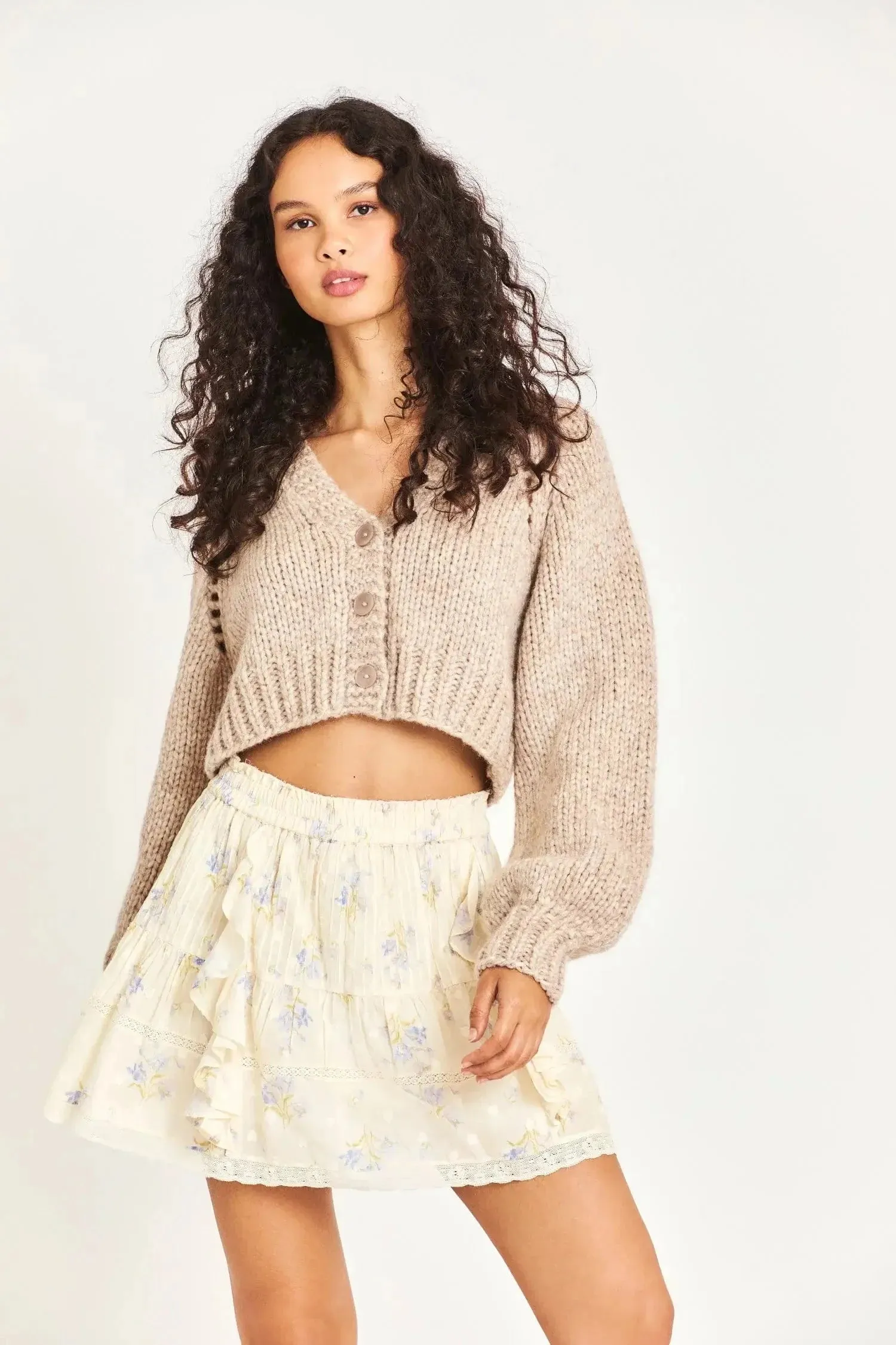 Love Shack Fancy - Marshe Crop cardigan in Fawn