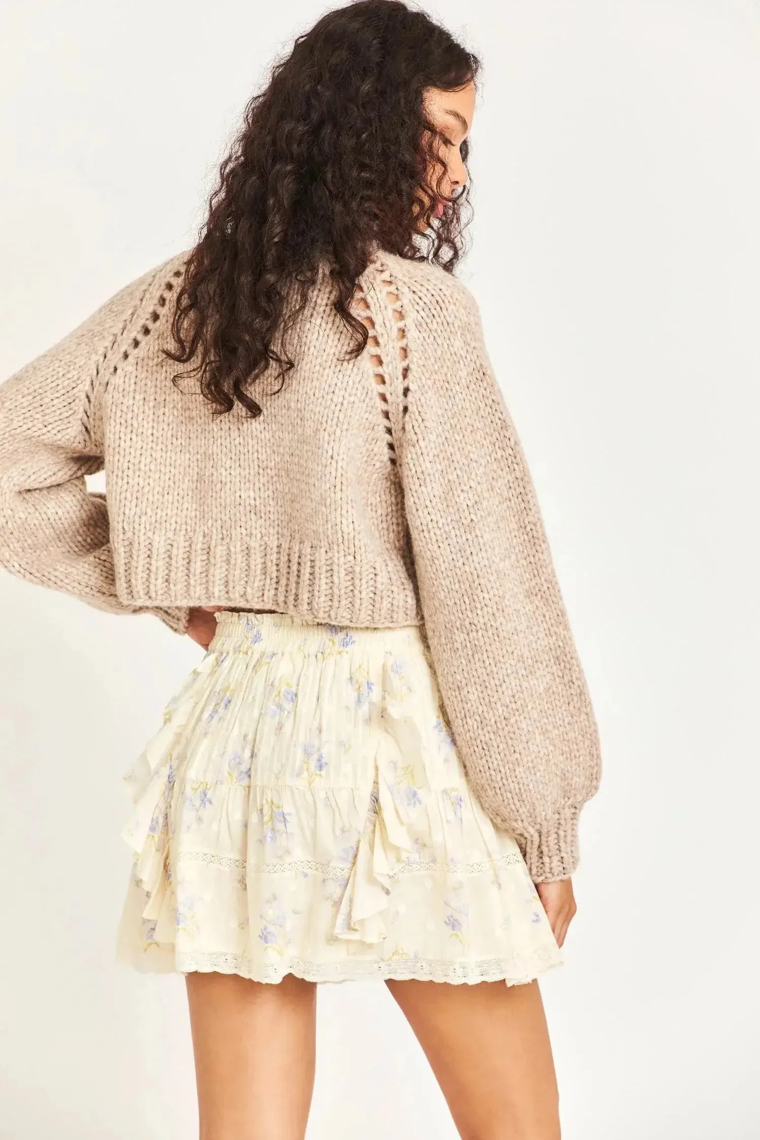 Love Shack Fancy - Marshe Crop cardigan in Fawn