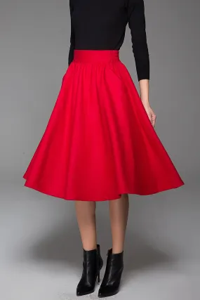 Lovely Elegant Midi Skirt Wool Skirt Winter Skirt With Elastic Waist (1430)