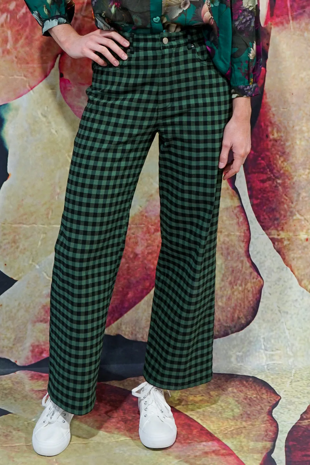 Madison Olive Pant - Green Check