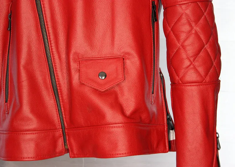 MAG Leather Jacket  quilted elbows - Red Edition