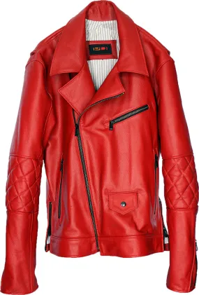 MAG Leather Jacket  quilted elbows - Red Edition