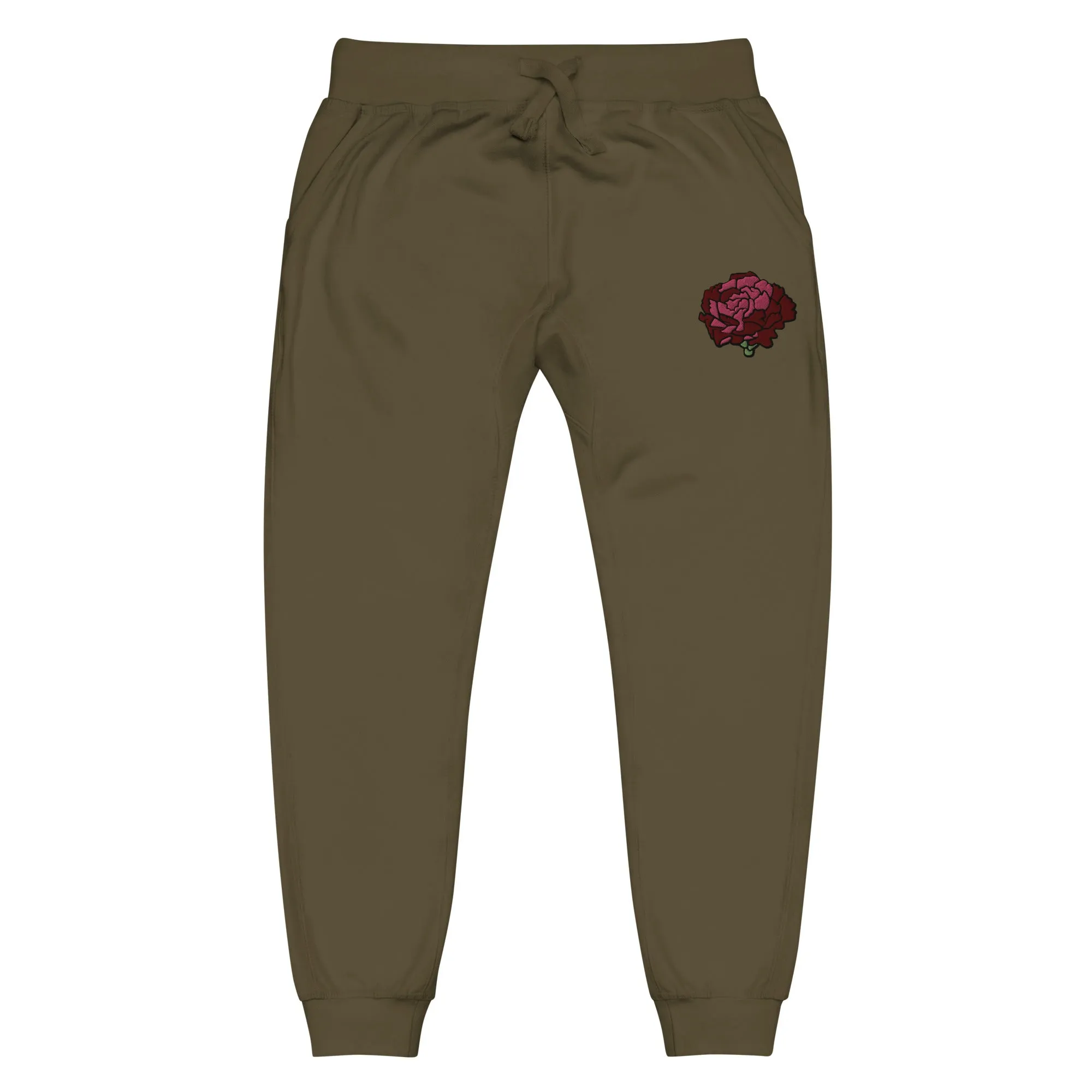 Maroon Embroidered Sweatpants