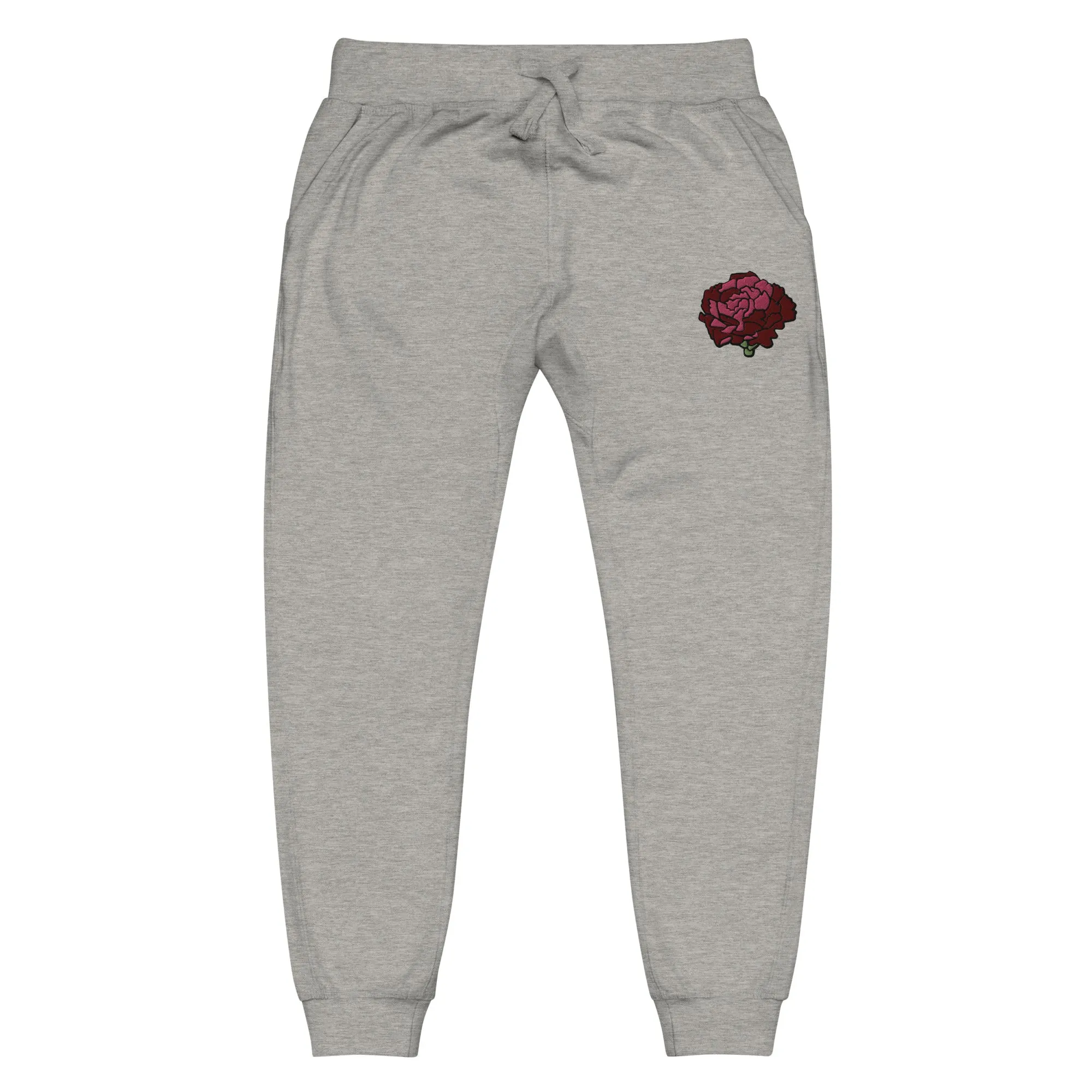 Maroon Embroidered Sweatpants