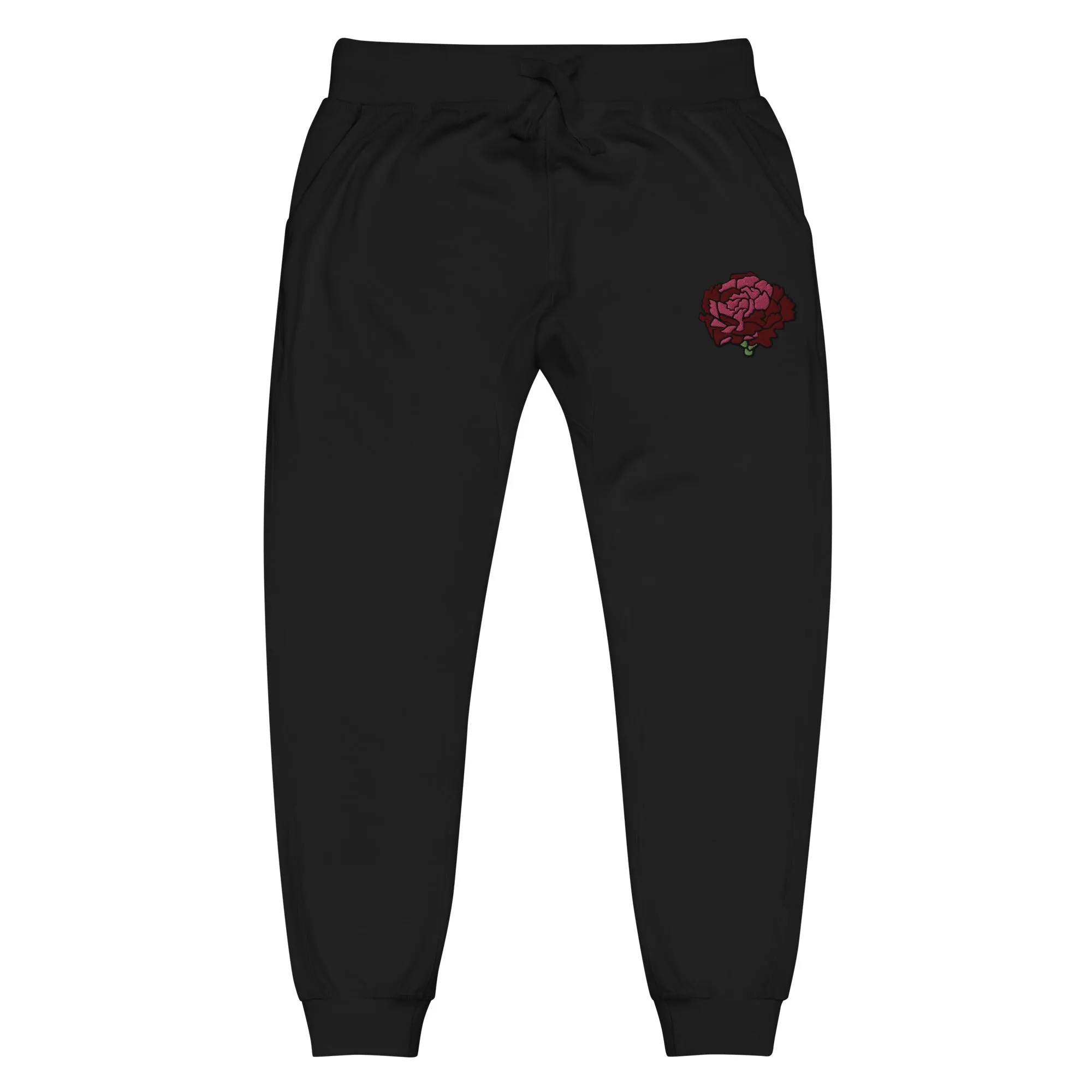 Maroon Embroidered Sweatpants