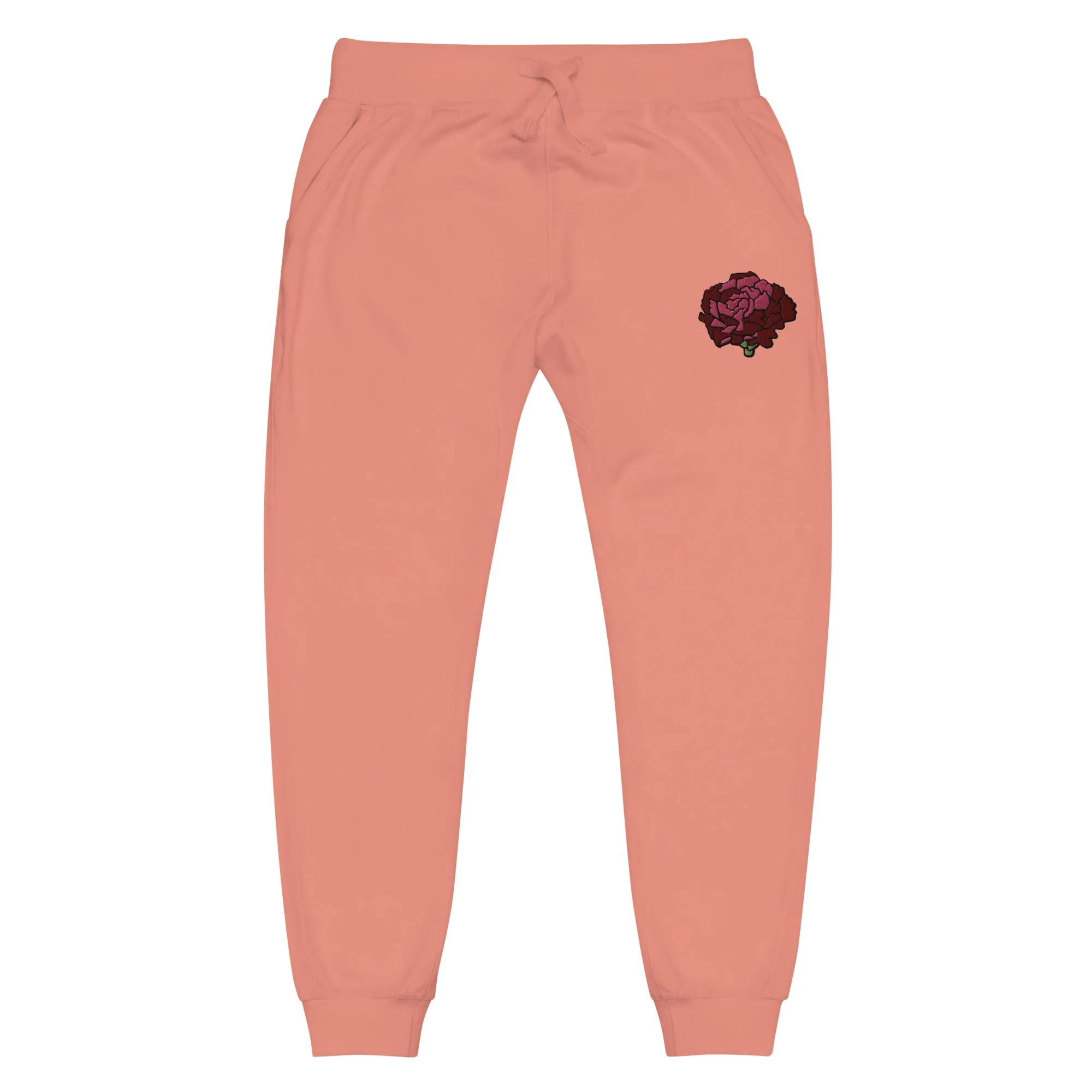 Maroon Embroidered Sweatpants