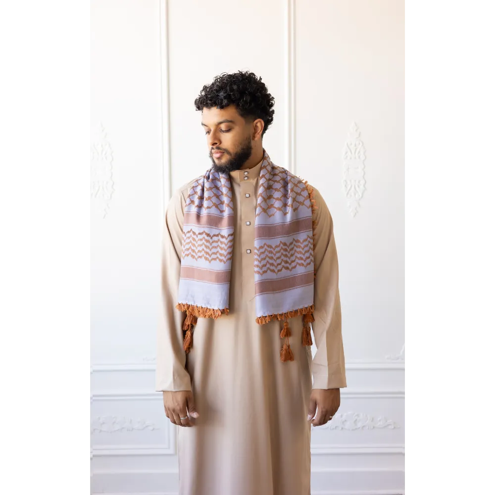 Mauve & Lilac Imamah/Shemagh/Keffiyyah Arab Men's Scarf