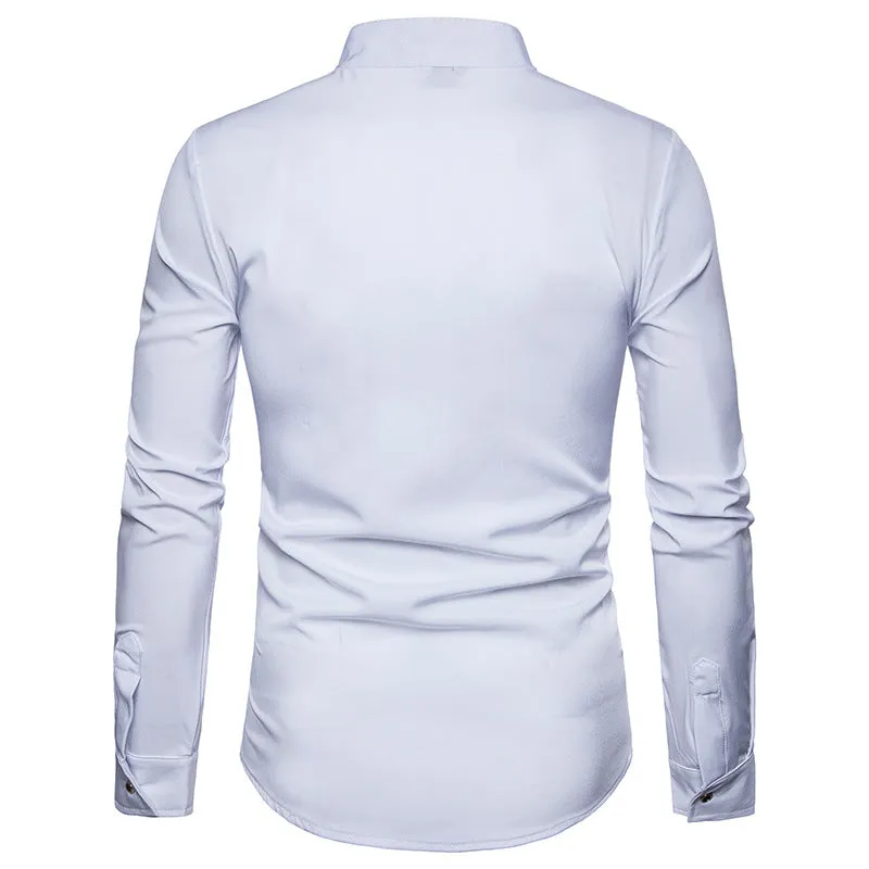 Men Turtleneck Embroidery Long Sleeves Shirt