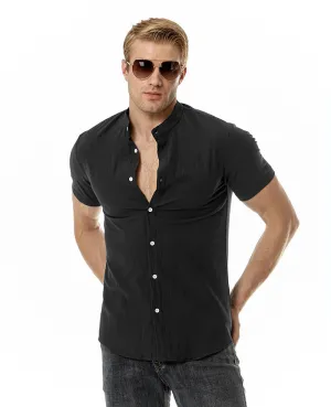 Men Turtleneck Short Sleeves Sandbeach Shirt