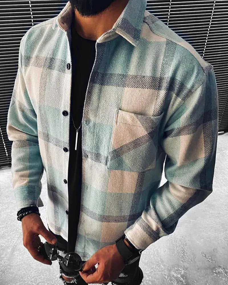 Men's Loose Jacket Coat  Printed Button Cardigan