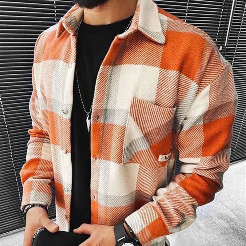 Men's Loose Jacket Coat  Printed Button Cardigan