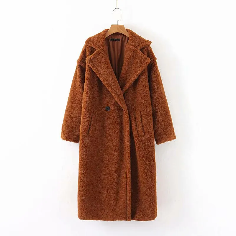 Mid-length lamb fur coat trench coat teddy